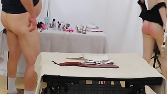 Two Girls In Bondage Submit To Spanking And Oral Sex, Culminating In Facials